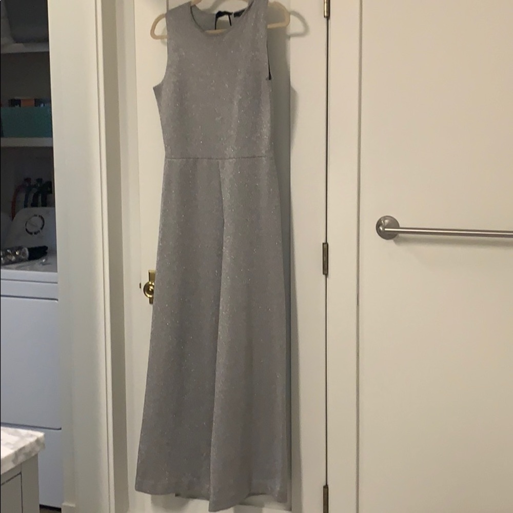 Jcrew silver wide leg jumpsuit